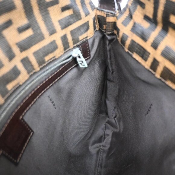 FENDI Logo Mamma Zucca Pattern Shoulder Bag Canvas Leather Brown Italy - Picture 10 of 14